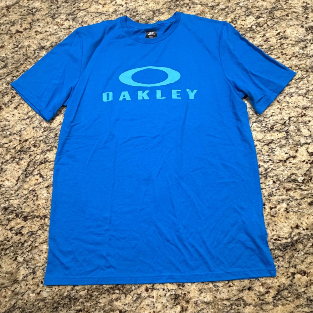 Oakley Hydrolix Performance T-Shirt Mens Large Blue Short Sleeve Logo Graphic ws
